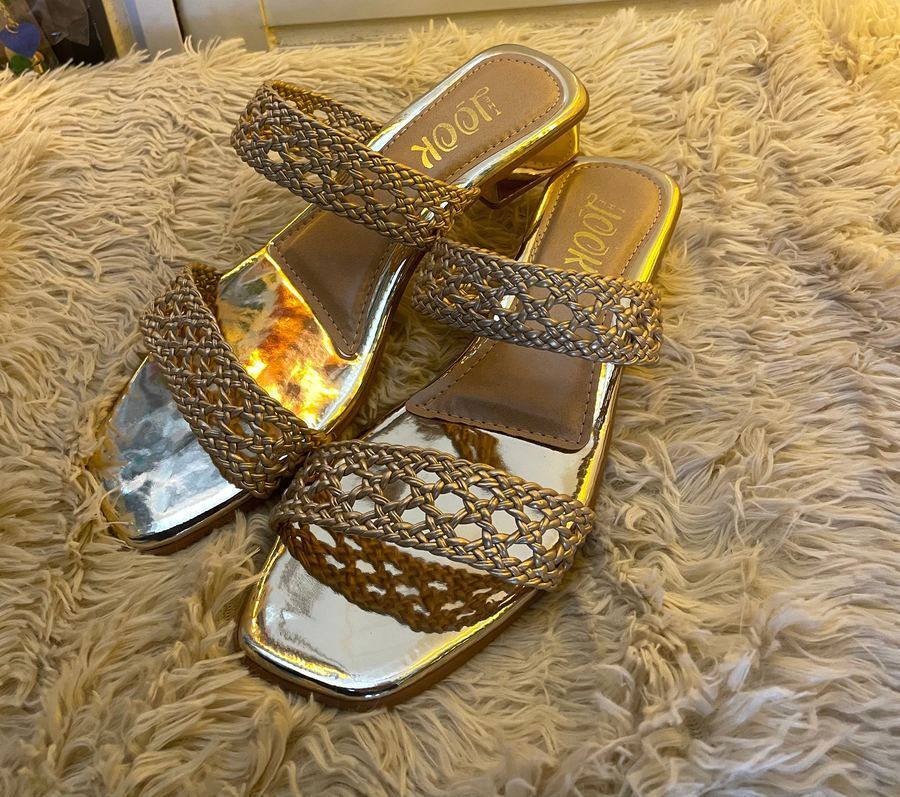 Tamanco Look Dourado Trançado
