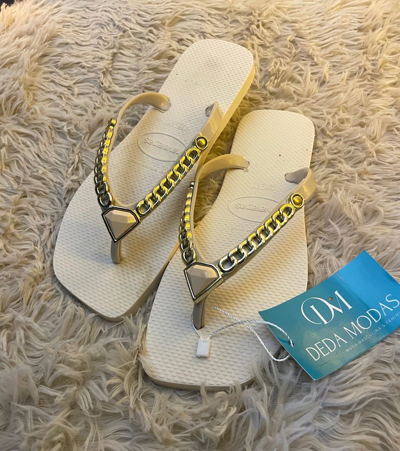 Chinelo Dedo Diamante Off White
