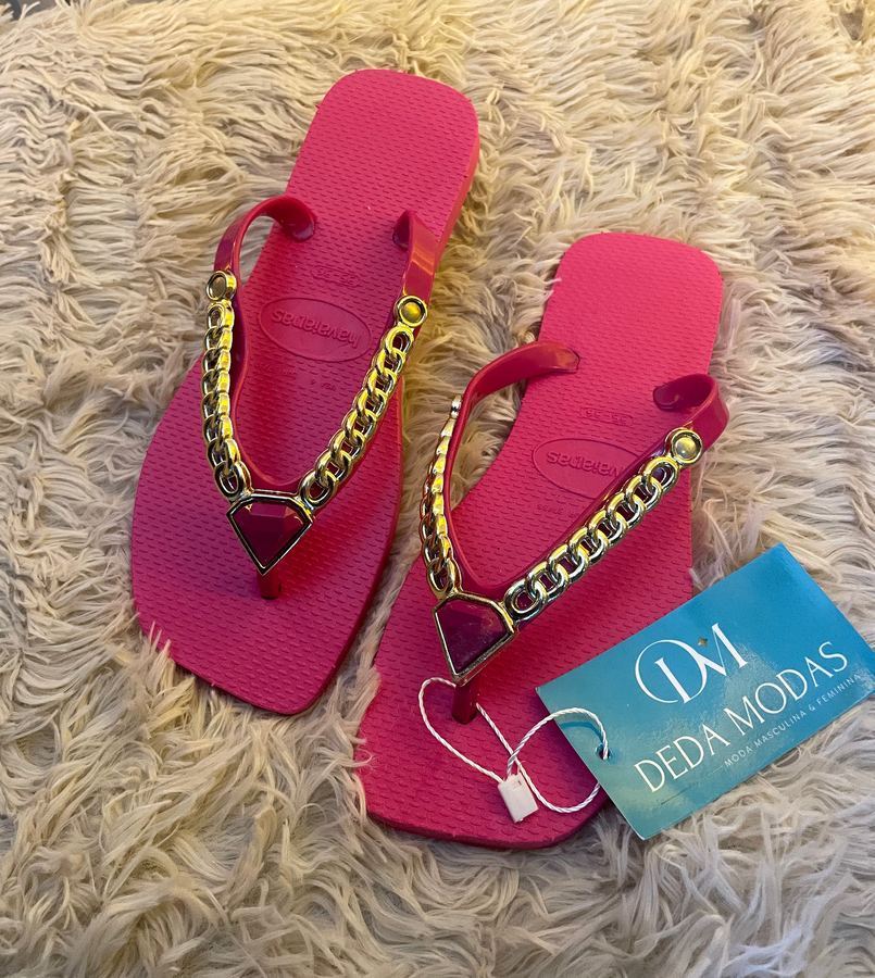Chinelo Dedo Diamante Rosa Pink