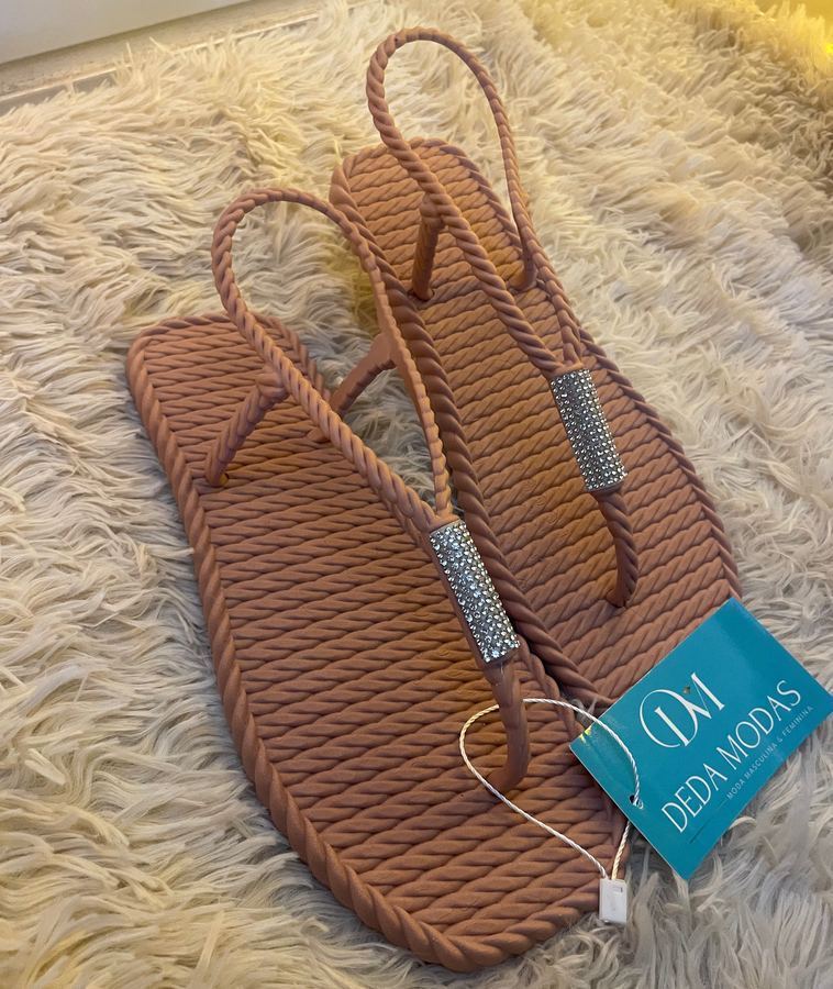 Chinelo Corda Caramelo com Brilho