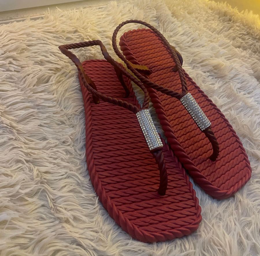 Chinelo Corda Vinho Queimado com Brilho