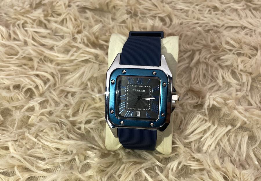 Relógio Cartier Azul e Prata