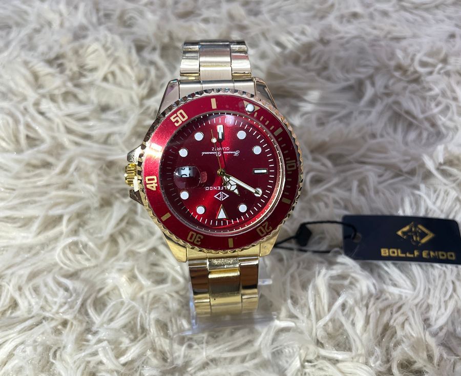 Relógio Bollfendo Vermelho e Dourado