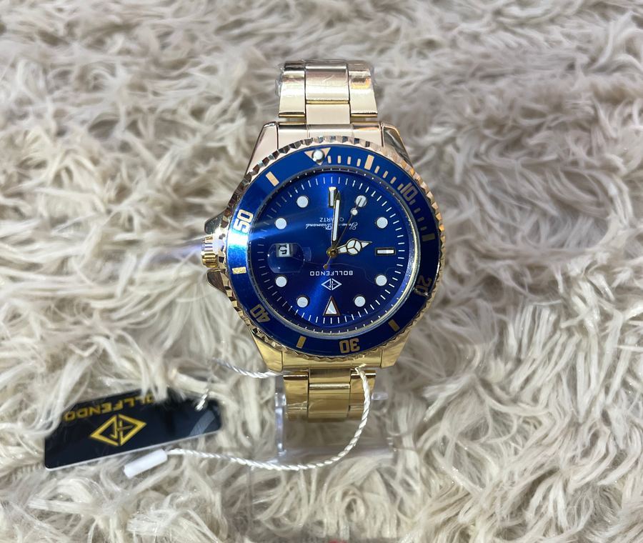 Relógio Bollfendo Azul e Dourado