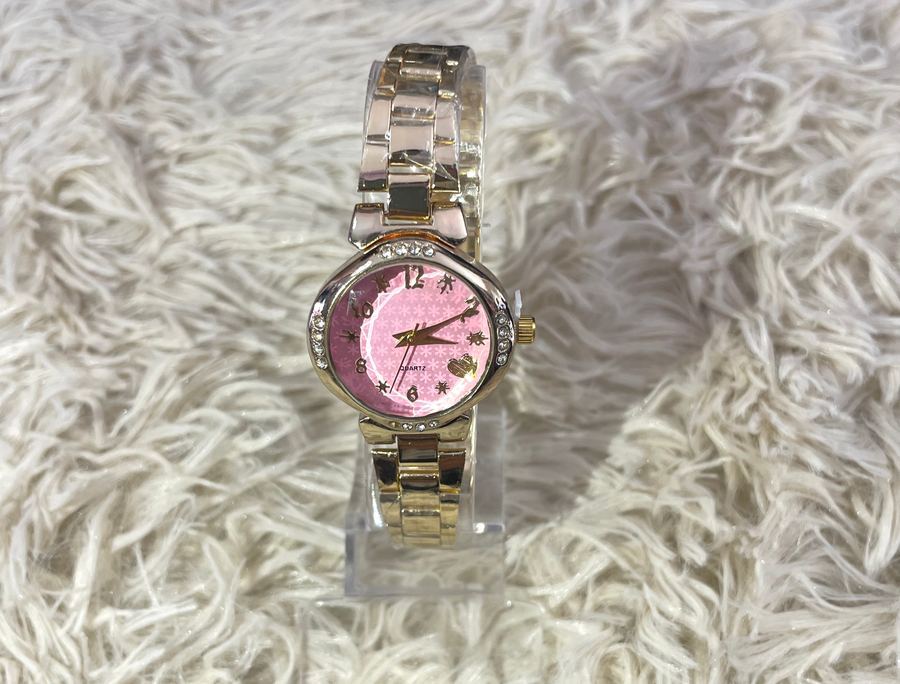 Relógio Rose Gold com Mostrador Rosa e Strass