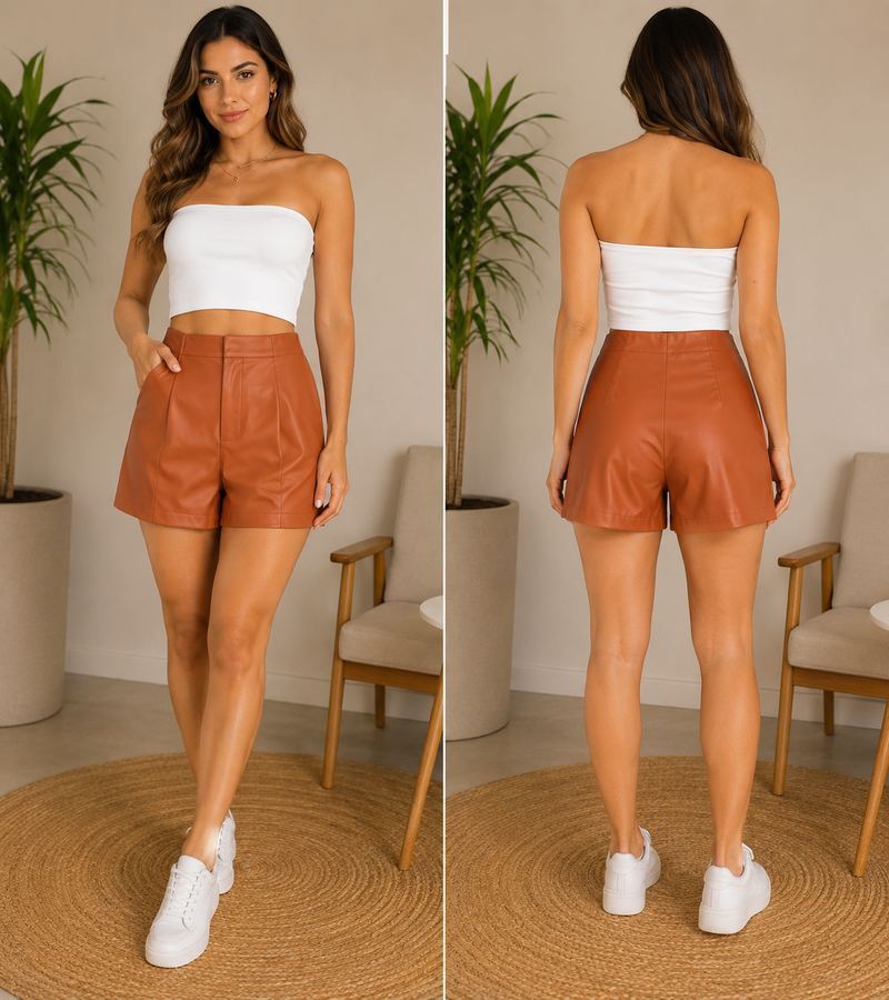 Short Couro Sintético Carmelo