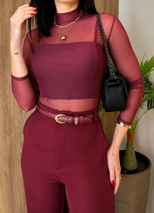 Body Tule Feminino (Marsala)